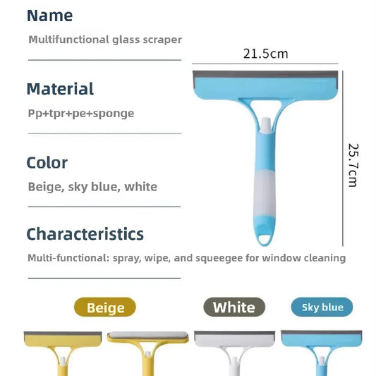 2-PCS White 3-in-1 Window Squeegee with Built-in Spray Bottle and TPR Scraper for Glass and Car Windshields Professional Multi-Purpose Local Cleaning Solution - Image 4