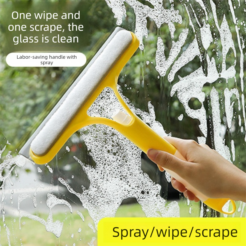 2-PCS Blue 3-in-1 Window Squeegee with Built-in Spray Bottle and TPR Scraper for Glass and Car Windshields Professional Multi-Purpose Local Cleaning Solution - Image 2
