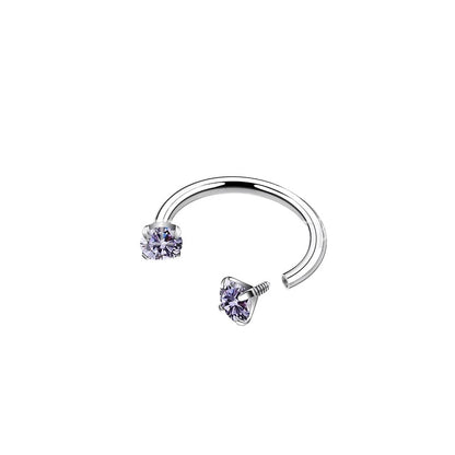 2-PCS Gradient Blue G23 Titanium Horseshoe Ring with 5A Zircon Internal Thread for Nose Ear Lip Septum Piercing Hypoallergenic Jewelry for Local Trendsetters