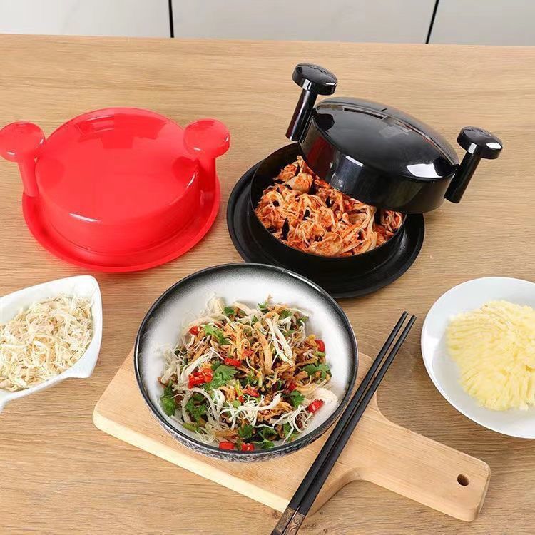 Black Manual Meat Shredder with Spiked Interior for Quick Chicken Separation Professional Rotating Tool for Local Home Kitchens Effortless Meal Prep Solution - Image 2