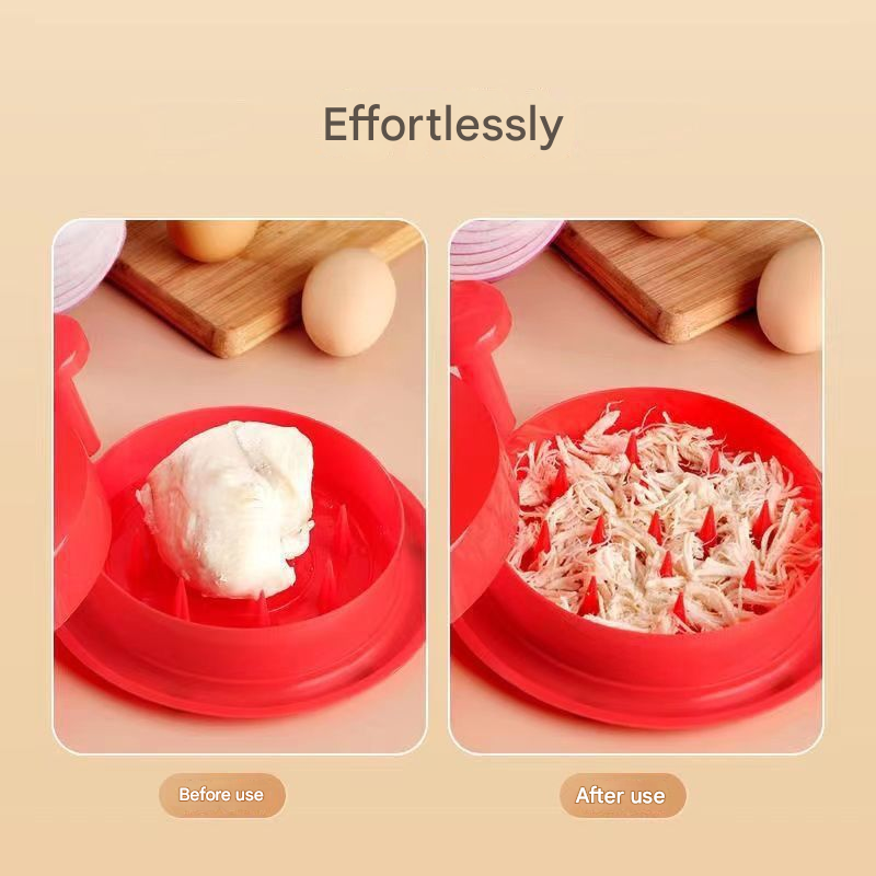 Red Manual Meat Shredder with Spiked Interior for Quick Chicken Separation Professional Rotating Tool for Local Home Kitchens Effortless Meal Prep Solution - Image 4