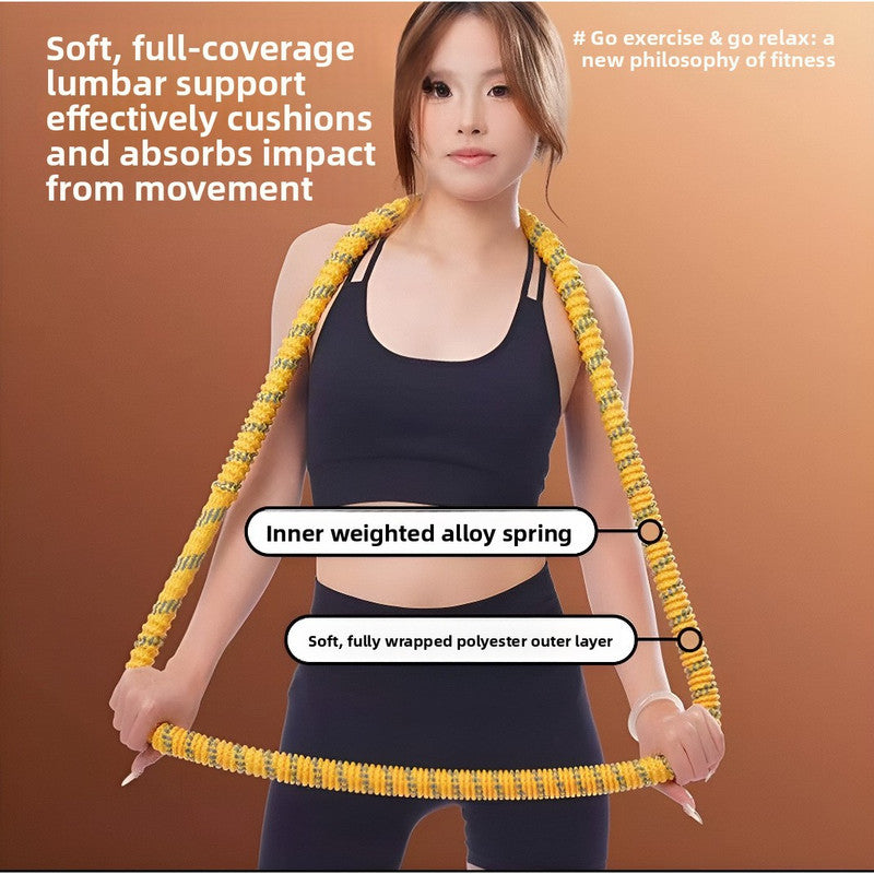 Blue Weighted Soft Spring Hula Hoop with Silent Alloy Interior and Polyester Wrap for Home Gym Full Body Fitness and Abdominal Training Solution - Image 4