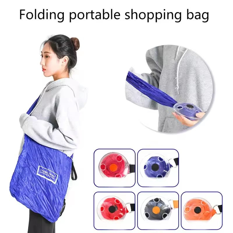 2-PCS Black Compact Retractable Shopping Bag with Durable Nylon and ABS Plastic Disc Design for Everyday Use Local Standard Fit - Image 3