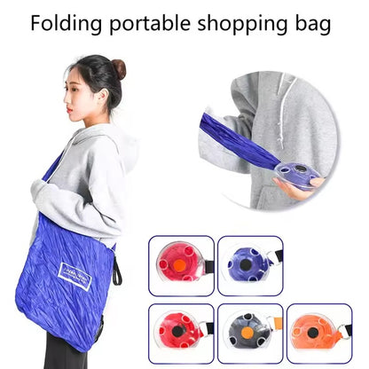 2-PCS Orange Compact Retractable Shopping Bag with Durable Nylon and ABS Plastic Disc Design for Everyday Use Local Standard Fit - Image 3