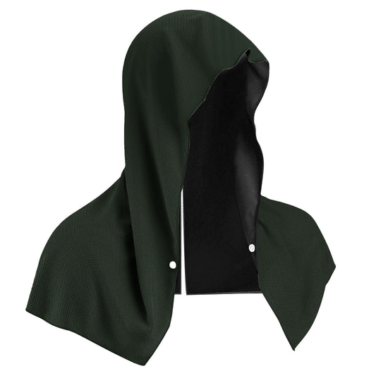 Carbon black Instant Cooling Hooded Towel U-Shaped Sun Protection Quick Dry Scarf with Carabiner Pouch for Local Outdoor Sports and Gym Workouts