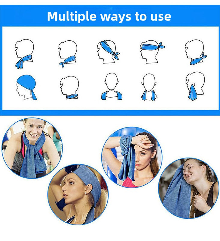 Deep Blue Football Instant Cooling Hooded Towel U-Shaped Sun Protection Quick Dry Scarf with Carabiner Pouch for Local Outdoor Sports and Gym Workouts - Image 7