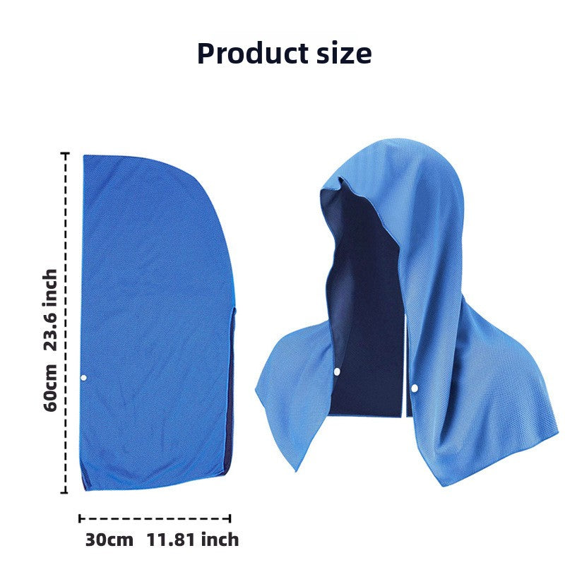 Deep Blue Football Instant Cooling Hooded Towel U-Shaped Sun Protection Quick Dry Scarf with Carabiner Pouch for Local Outdoor Sports and Gym Workouts - Image 8