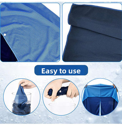 Light Blue Football Instant Cooling Hooded Towel U-Shaped Sun Protection Quick Dry Scarf with Carabiner Pouch for Local Outdoor Sports and Gym Workouts - Image 4