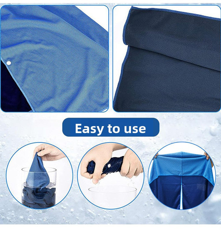Black football Instant Cooling Hooded Towel U-Shaped Sun Protection Quick Dry Scarf with Carabiner Pouch for Local Outdoor Sports and Gym Workouts - Image 4