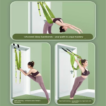 Green Aerial Yoga Door Hanging Strap for Home Workouts Adjustable Stretch Band for Backbend Inversion and Flexibility Premium Standard Fit for Local Enthusiasts - Image 3