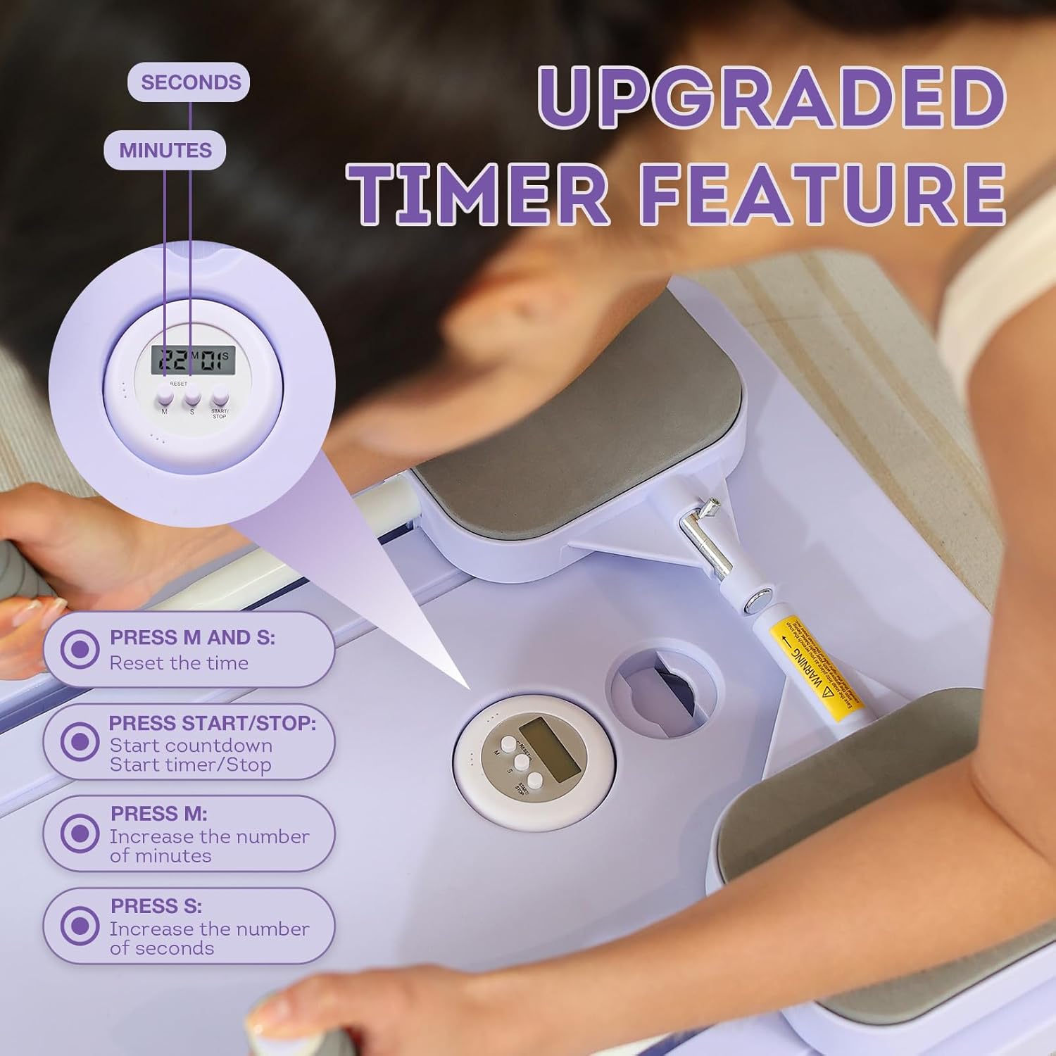 Purple Multi-functional Core Training Board with Digital Timer and Resistance Bands Foldable Fitness Panel for Home Abdominal and Pilates Workouts Solution - Image 4