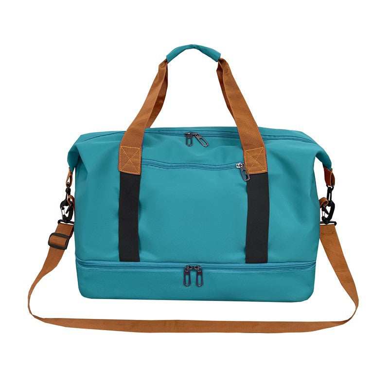 Peacock blue Large Capacity Travel Duffel Bag for Women with Yoga Mat Holder and Shoe Compartment Water Resistant Weekend Bag Ideal for Local Gym and Travel Use