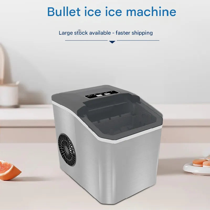White Portable Countertop Ice Maker with 12kg Daily Capacity Rapid Bullet Ice Production for Home Kitchen and Local Office Refreshment Needs - Image 2