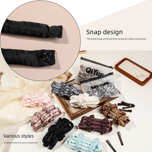 2-PCS Black Heatless Hair Curler Set Extra Long Overnight Soft Ribbon for Natural Big Waves Damage-Free Professional Home Styling Solution for Local Women - Image 3