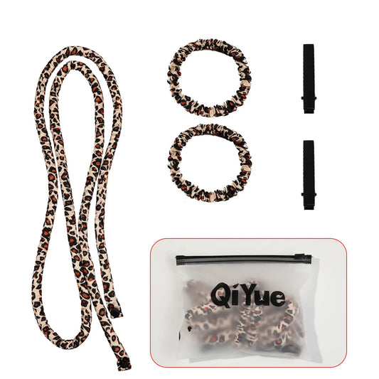 2-PCS Coffee color leopard print Heatless Hair Curler Set Extra Long Overnight Soft Ribbon for Natural Big Waves Damage-Free Professional Home Styling Solution for Local Women
