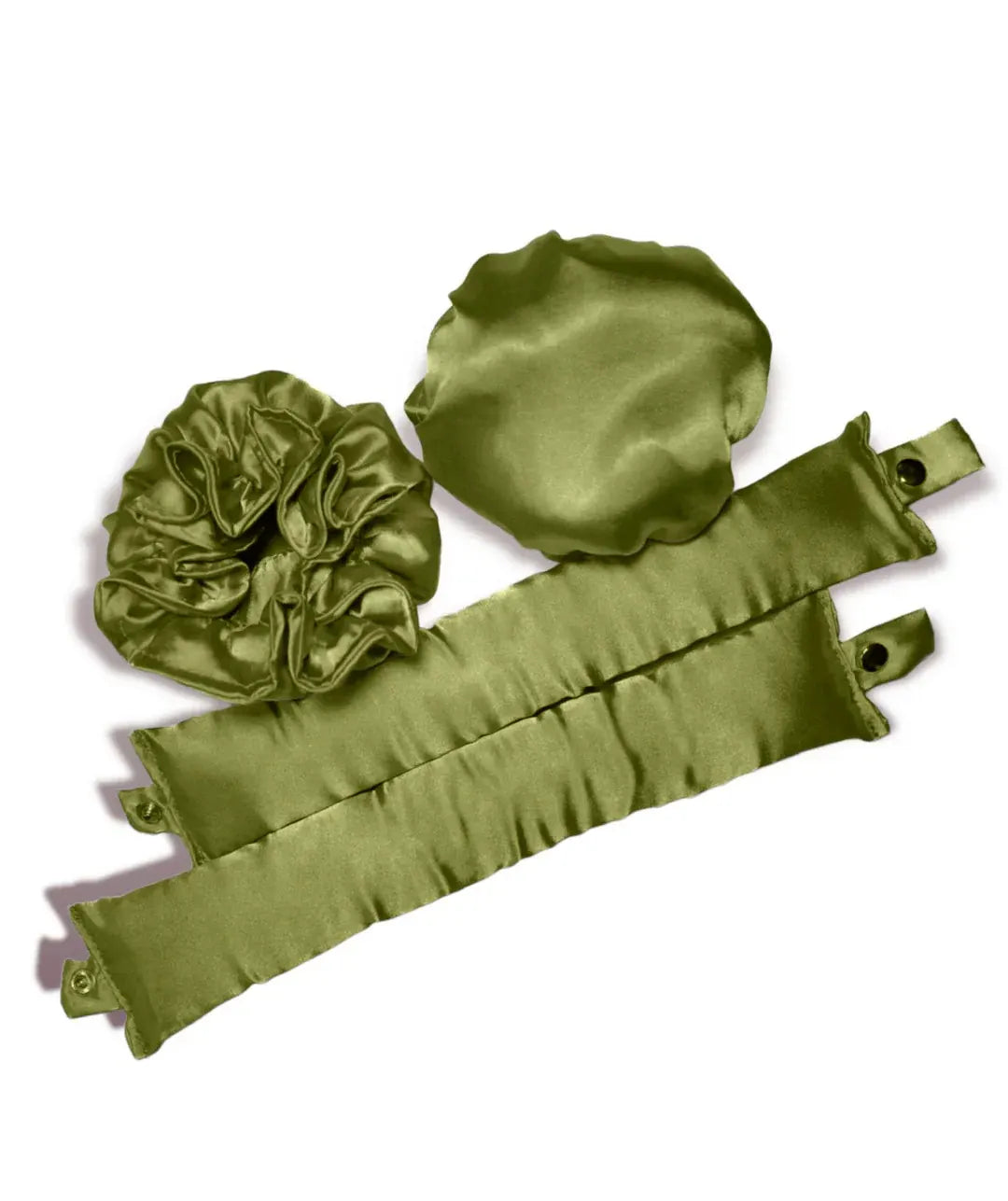 Green Heatless Hair Curler Set with Satin Ribbon and Sleep Caps for Overnight Big Waves Easy Damage-Free Styling Solution for Local Women Professional Kit