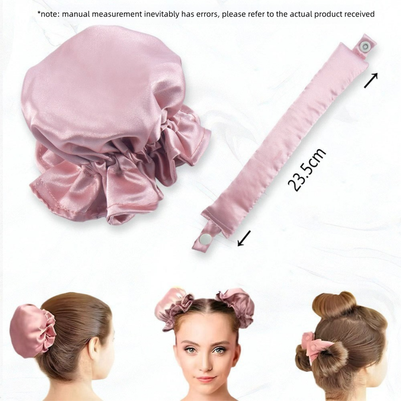 Green Heatless Hair Curler Set with Satin Ribbon and Sleep Caps for Overnight Big Waves Easy Damage-Free Styling Solution for Local Women Professional Kit - Image 2