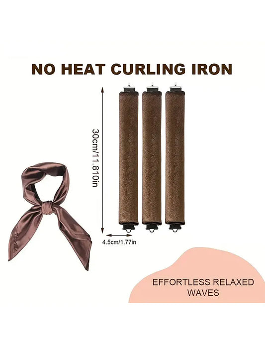 Grey Heatless Hair Curler 2 Pack with Satin Scarf and Soft Sponge Rollers for Overnight Big Waves Damage-Free Styling Solution for Local Professionals - Image 2