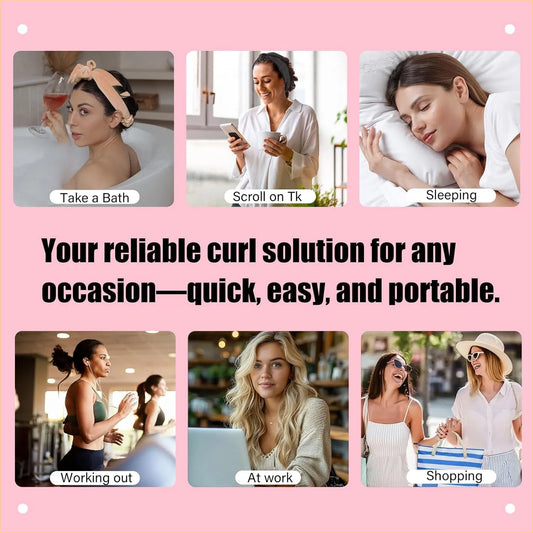 Black Heatless Hair Curler Set with Bowtie Ribbon for Natural Big Waves Damage-Free Overnight Hair Styling Essential for Your Local Modern Lifestyle - Image 4