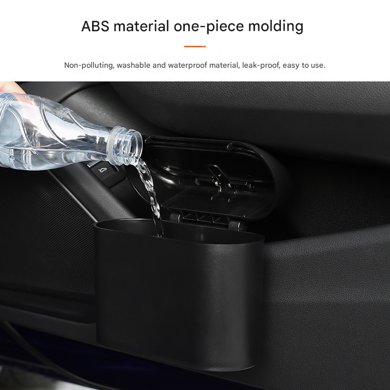 Black Compact Car Trash Can 2 Pack Hanging Storage Bin with Push Lid for Vehicle Door and Seat Back Universal Fit Waste Management Solution for Local Drivers - Image 2