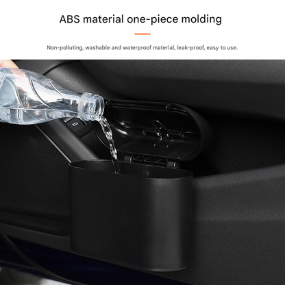 Black Compact Car Trash Can 2 Pack Hanging Storage Bin with Push Lid for Vehicle Door and Seat Back Universal Fit Waste Management Solution for Local Drivers - Image 2