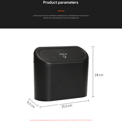 Black Compact Car Trash Can 2 Pack Hanging Storage Bin with Push Lid for Vehicle Door and Seat Back Universal Fit Waste Management Solution for Local Drivers - Image 5