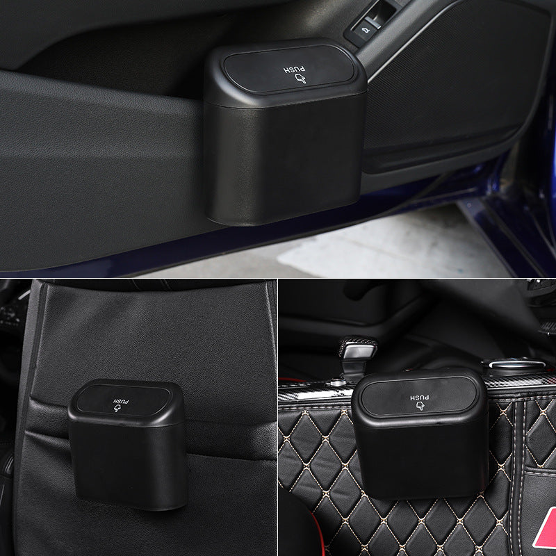 Pink Compact Car Trash Can 2 Pack Hanging Storage Bin with Push Lid for Vehicle Door and Seat Back Universal Fit Waste Management Solution for Local Drivers - Image 3