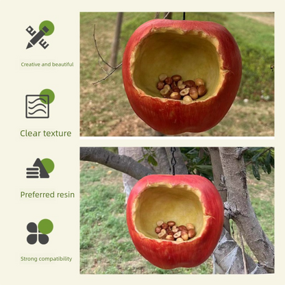 Realistic Apple Shaped Bird Feeder Creative Resin Hanging Ornament for Garden and Courtyard Weather Resistant Decor for Local Wild Bird Enthusiasts - Image 3