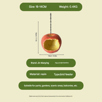Realistic Apple Shaped Bird Feeder Creative Resin Hanging Ornament for Garden and Courtyard Weather Resistant Decor for Local Wild Bird Enthusiasts - Image 5