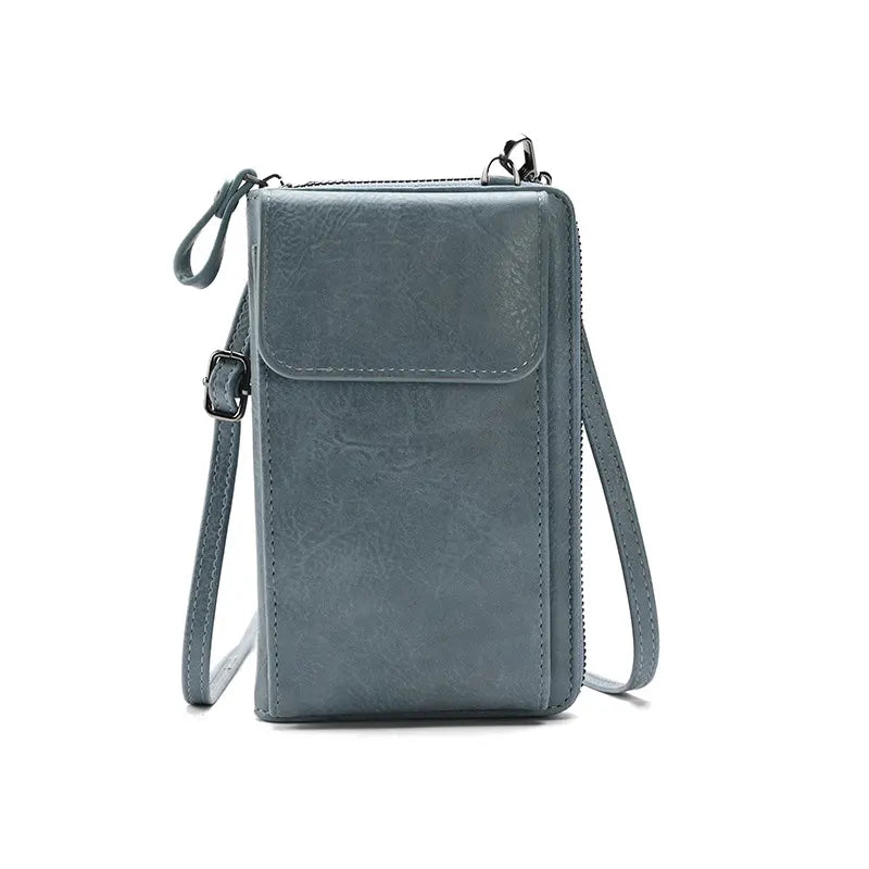 Blue Women's PU Leather Crossbody Phone Bag with Adjustable Shoulder Strap and Large Capacity Wallet for Daily Travel Stylish and Organized Local Fashion Fit