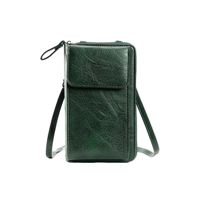Green Women's PU Leather Crossbody Phone Bag with Adjustable Shoulder Strap and Large Capacity Wallet for Daily Travel Stylish and Organized Local Fashion Fit