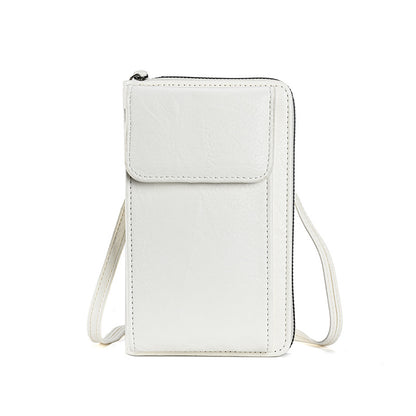 White Women's PU Leather Crossbody Phone Bag with Adjustable Shoulder Strap and Large Capacity Wallet for Daily Travel Stylish and Organized Local Fashion Fit