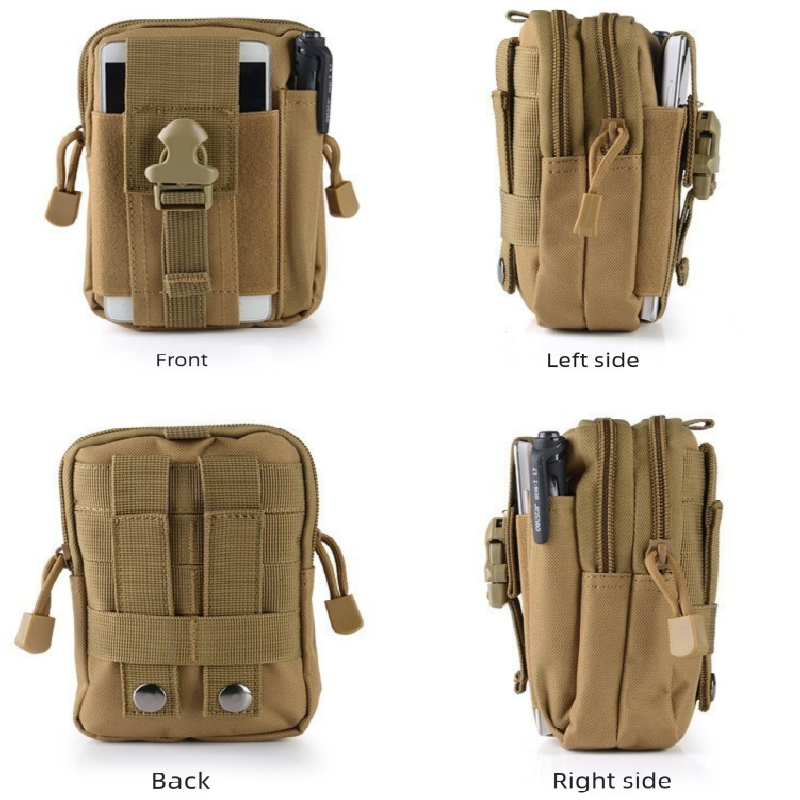 Black with white lines Tactical Molle Waist Bag Waterproof Phone Pouch for 6 inch Smartphones Compact Large Capacity Belt Loop Organizer for Local Outdoor Adventurers - Image 3