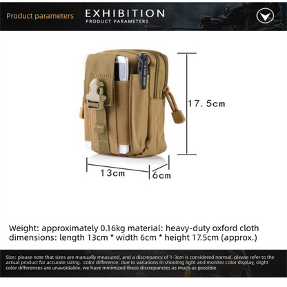Black with white lines Tactical Molle Waist Bag Waterproof Phone Pouch for 6 inch Smartphones Compact Large Capacity Belt Loop Organizer for Local Outdoor Adventurers - Image 4
