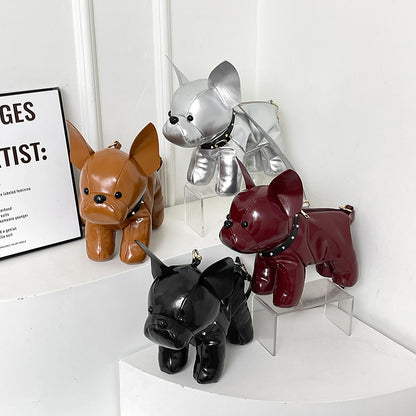 Silver French Bulldog Shaped Crossbody Bag PU Leather Animal Design for Daily Outings Fashionable and Lightweight Accessory for Local Trendy Women - Image 3