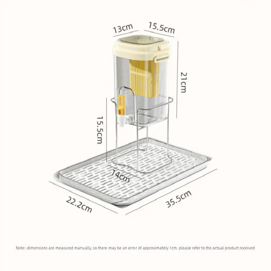 Yellow Refrigerator Beverage Dispenser with Faucet and Plastic Fruit Filter 3.5L Cold Water Jug includes Metal Stand and Drip Tray Portable Drink Solution for Local Home Use - Image 4