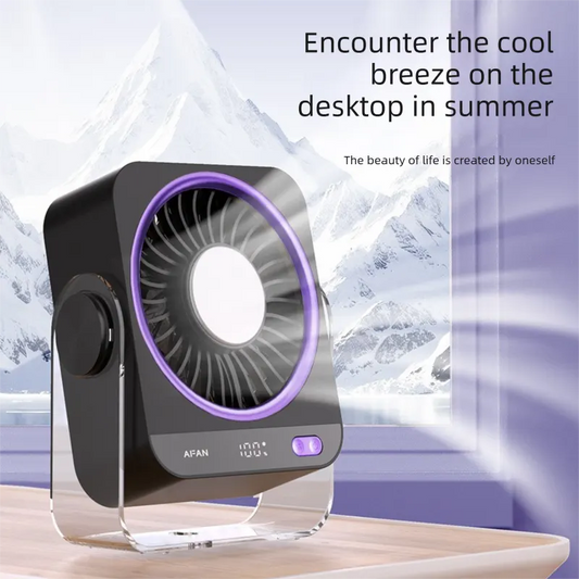 White Portable Semiconductor Cooling Desk Fan USB Type-C Rechargeable 5 Speeds Digital Display Silent Operation Wall-Mountable Air Circulator for Local Home and Office Spaces - Image 2