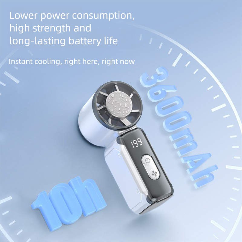 White Portable Mini Handheld Fan with 199-Speed Settings and Brushless Motor for Outdoor Use High Performance Cooling Solution Local Standard Fit - Image 2