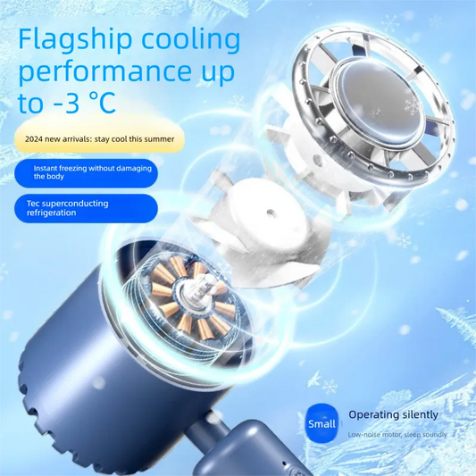 White Portable Ice Cooling Handheld Fan USB Rechargeable 2000mAh Silent Battery Fan for Office and Outdoor Use Personal Cooling Solution for Local Professionals - Image 4