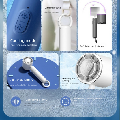 Grey Portable Ice Cooling Handheld Fan USB Rechargeable 2000mAh Silent Battery Fan for Office and Outdoor Use Personal Cooling Solution for Local Professionals - Image 3
