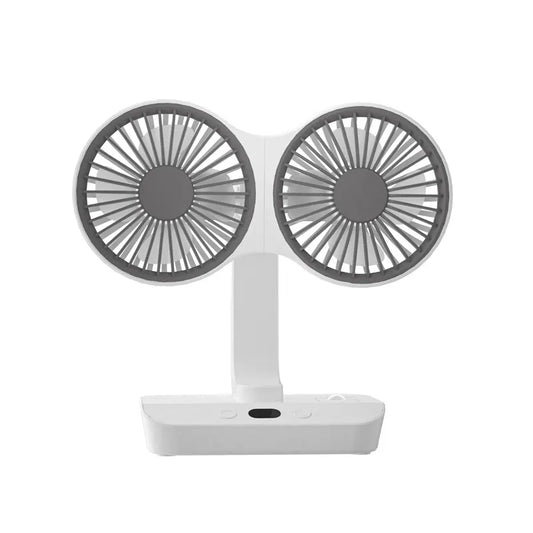 Dual-head Desktop Fan 4000mAh Rechargeable with 4 Speeds LED Display and Night Light Portable Silent Cooling Solution for Home Office and Local Travel