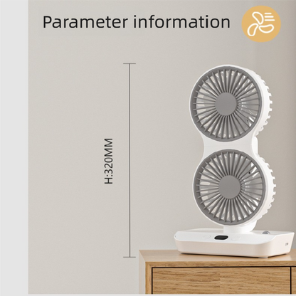 Dual-head Desktop Fan 4000mAh Rechargeable with 4 Speeds LED Display and Night Light Portable Silent Cooling Solution for Home Office and Local Travel - Image 6