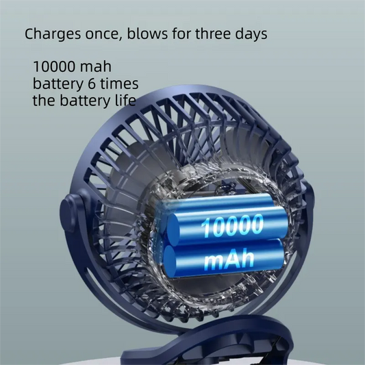 Black 10000mAh Portable Clip on Fan with 720 Degree Rotation 4 Speeds for Stroller Kitchen Office Desk Quiet Rechargeable Cooling Solution for Local Homes - Image 2