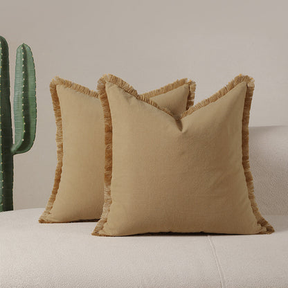 Yellow 2 Pack Bohemian Tassel Pillowcases Soft Washed Cotton Cushion Covers for Living Room Sofa Elegant Decor Solution for Local Standard Home Environments