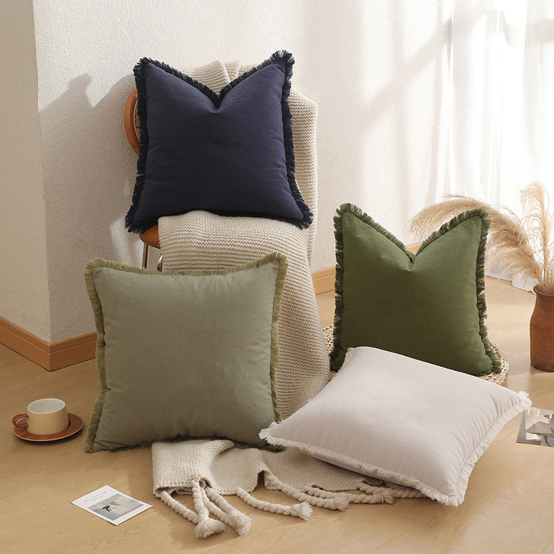 Yellow 2 Pack Bohemian Tassel Pillowcases Soft Washed Cotton Cushion Covers for Living Room Sofa Elegant Decor Solution for Local Standard Home Environments - Image 2
