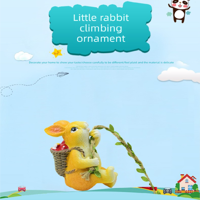 Weatherproof Resin Climbing Rabbit Figurine with Hanging Vine Rope for Garden Tree Decor Cute Animal Pendant for Local Standard Courtyard Spaces - Image 3