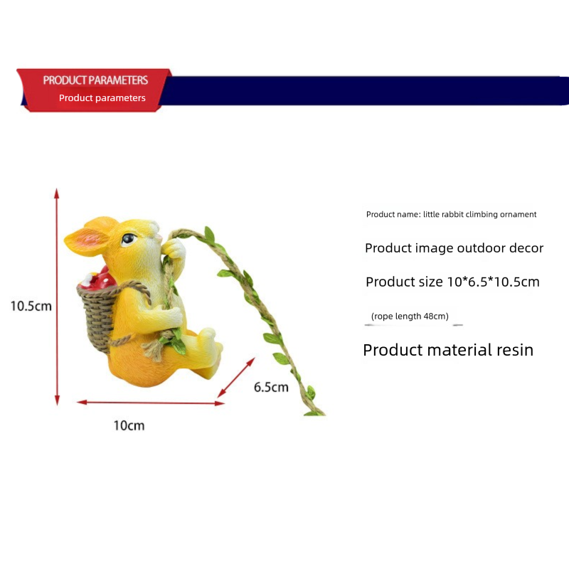 Weatherproof Resin Climbing Rabbit Figurine with Hanging Vine Rope for Garden Tree Decor Cute Animal Pendant for Local Standard Courtyard Spaces - Image 6