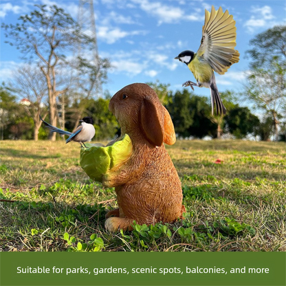 Cute Resin Rabbit Bird Feeder for Outdoor Garden Courtyard Balcony Landscape Decoration Durable Waterproof Animal Statue for Local Wild Bird Enthusiasts - Image 2