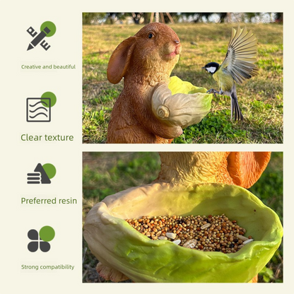 Cute Resin Rabbit Bird Feeder for Outdoor Garden Courtyard Balcony Landscape Decoration Durable Waterproof Animal Statue for Local Wild Bird Enthusiasts - Image 3