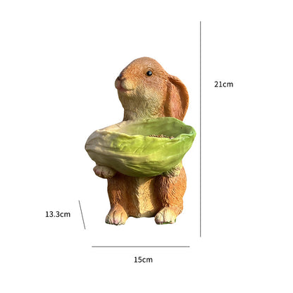 Cute Resin Rabbit Bird Feeder for Outdoor Garden Courtyard Balcony Landscape Decoration Durable Waterproof Animal Statue for Local Wild Bird Enthusiasts - Image 5